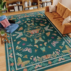 Unirea 5x7 Dark Blue Living Room Bedroom Area Rug, Large Washable Non Slip Rug for Dining Room Under Table, Kids Room, Home Office, Thin Soft Boho Stain Resistant Insect Bug Rug, Low Pile Carpet - color: Dark Blue, size: 5'x7'