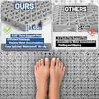 12PCS Drainage Interlocking Floor Tiles 11.8" x 11.8", Modular Interlocking Cushion Soft PVC Floor Non-Slip Splicing Waterproof Mat for Pool, Shower, Patio, Balcony, Bathroom, Kitchen, Yard（Grey） - size: Grey--12x12inch