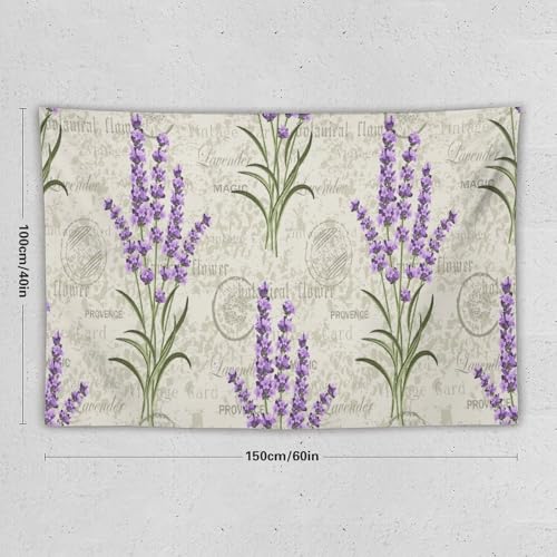 Kurtect Lavender Tapestry,Rustic Vintage Farmhouse Floral Romantic Purple Theme Print Tapestries for Living Room Party Beach Picnic Blankets Tablecloths Wall Decor, 40x60 in - color: Flower-5, size: 60"L x 40"W