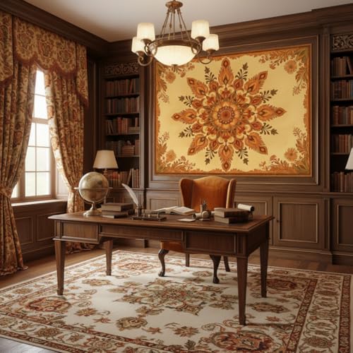 Motanber Boho Mandala Floral Tapestry Wall Hanging Bohemian Orange Yellow Flower Tapestry Aesthetic Vintage Sunflower Indian Cute Small Tapestries for Bedroom Living Room Dorm Decor 60 x 44 Inch - color: Orange Yellow, size: 60"L x 44"W