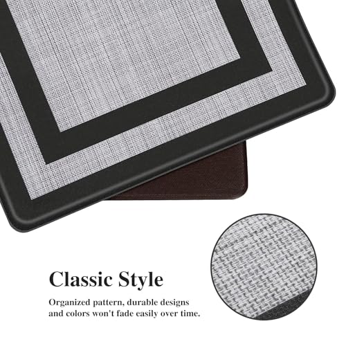 Mattitude Kitchen Mats Set of 2 Cushioned Rugs Anti-Fatigue Mats for Kitchen Floor,Waterproof Non-Slip Mats and Rugs Set for Office,Floor,Laundry 17.3"×29"+17.3"×59",Black - color: Black Frame, size: 17.3" x 59 "+ 17.3" x 29 "--0.40 inches