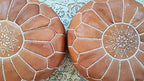 ARTOUARZAZATE Set of 2 Amazing Moroccan Pouf. Moroccan Pouf Cover, Genuine Goatskin Leather - Bohemian Living Room Decor - Cover ONLY - Stuffing is NOT Included (Brown)