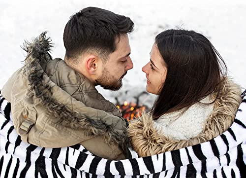 MACEVIA Flannel Fleece Throw Blanket for Couch, Zebra Blanket Black and White for Adult, Lightweight Warm Cozy Soft Blanket for Bed Sofa 260GSM, Suitable for All Seasons (Black Zebra,50x60inches) - color: Black Zebra Print, size: Flannel Fleece (50x60 IN)