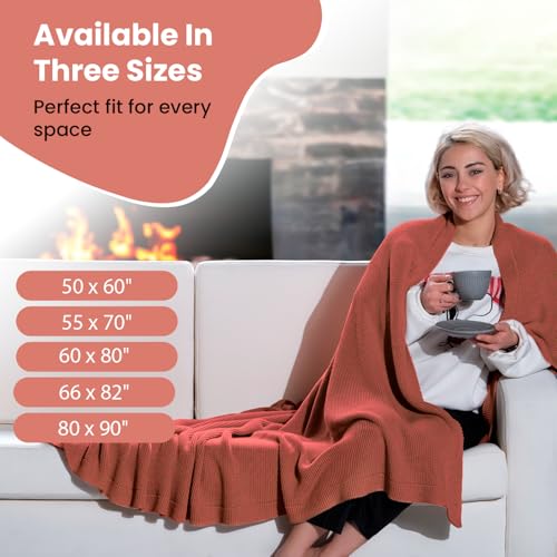 Dalisa 100% Organic Turkish Cotton Throw Blanket - GOTS Certified, Cozy - Perfect for Couch, Bed, and Home Decor - Boho Vintage Knit Alina (Amberglow, 50x60) - color: Amber Glow, size: 50x60