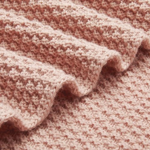 Amazon Basics Chunky Cable Knit Throw Blanket for Couch, Sofa, Bed, Lightweight Soft Cozy, 50" x 60", Dusty Rose - color: Dusty Rose, style: Knitted