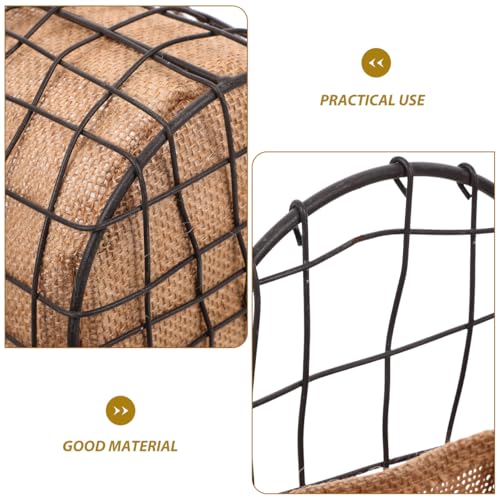 BESPORTBLE Vintage Iron Wire Half Round Hanging Basket with Breathable Linen Liner for Indoor and Outdoor Plants Decorative Wall-Mounted Organizer for Garden Balcony and Home Storage