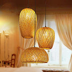GCQ Bamboo Lantern Pendant Lamp, Retro Japanese Style E27 Chandelier Hanging Light Ceiling Lighting Fixture for Living Room Bedroom Restaurant Cafe Teahouse Bar Dining Room Club