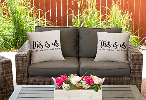 Nphuriy Throw Pillow Cover This is Us Quote Cotton Linen Cushion Cover 16 x 16 Inches Standard Square Decorative Pillow Cover for Sofa and Bed Double Side Print - color: Multi 34