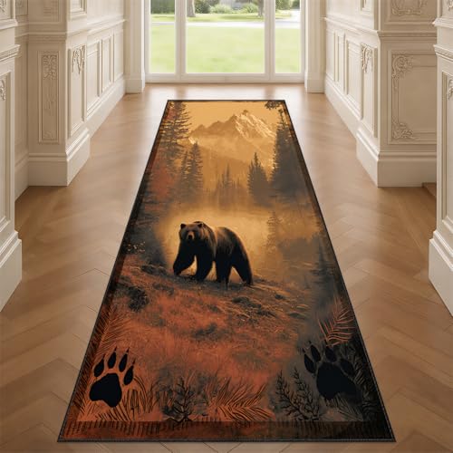 Bear Runner Rug 2x7, Rustic Bear Rug for Kitchen, Vintage Western Rustic Farmhouse Runners for Entryway, Retro Country Style Home Decor - color: Bear, size: 2' x 7'(Runner)