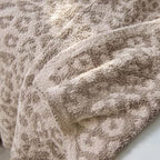 Soft Fuzzy Yarn Leopard Jacquard Throw Blanket,Cozy Plush Fleece Comfy Microfiber Blanket for Couch Sofa Bed,Linen/Warm Gray - color: Linen/Warm Gray, size: 51"x71"