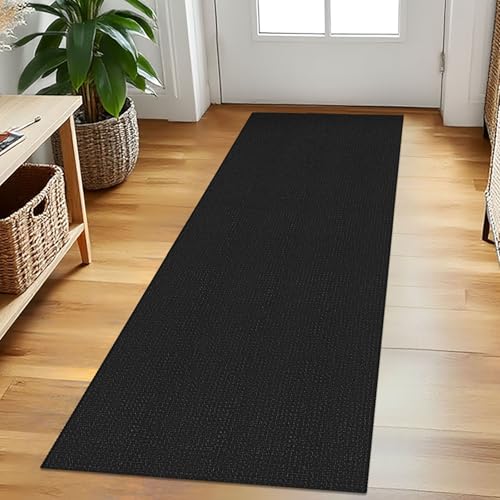EARTHALL Woven Runner Rug 2x5 Ft Washable Runners for Hallways Cotton Non Slip Rubber Backed Kitchen Runner Braided Indoor Floor Carpet for Entryway, Hallway, Kitchen, Bedroom, Black/Grey - color: Black/Grey, size: 2' x 5' (Runner)