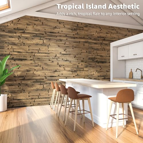 Art3d Natural Bamboo Wall Panel for Interior Wall Decor, Renewable Pole Wrap Wainscoting Paneling for Wall Ceiling Furniture Cabinet Office, 12 x 96 Inch - Dark Burned - color: Dark Burned, size: 1-12" x 96"