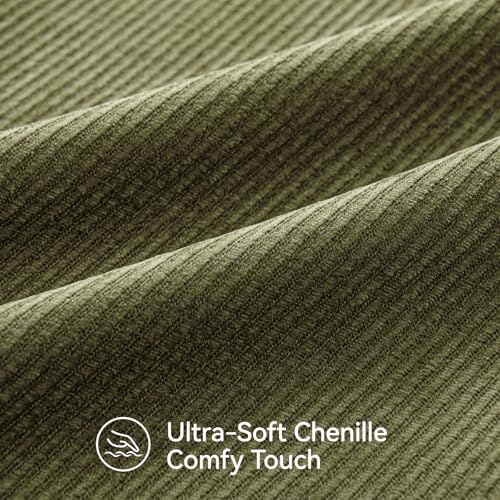 a moment Pack of 2 Decorative Chenille Throw Pillow Covers with Twill Cushion Covers for Sofa Living Room Couch Bed 18x18 Inch Moss Green - color: Moss Green, size: 18" x 18" (Pack of 2)