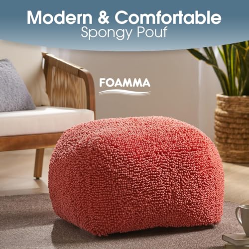 Foamma Pouf Ottoman 20" 20"x14", Yellow - Square Ottoman Foot Rest for Living Room and Bedroom, Spongy Pouf Footstool with Microfiber Chenille Cover, Foot Rest for Couch with Removable Cover - color: Yellow
