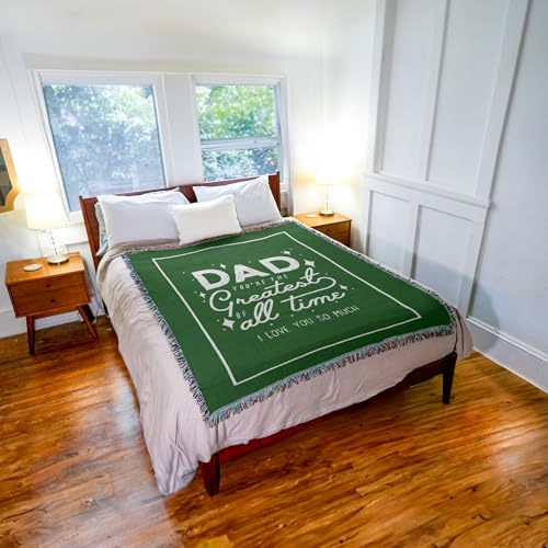 Pure Country Weavers Greatest Dad of All Time Blanket - Gift Tapestry Throw Woven from Cotton - Made in The USA (72x54) - color: Greatest Dad of All Time, size: 72x54