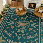 Unirea 5x7 Dark Blue Living Room Bedroom Area Rug, Large Washable Non Slip Rug for Dining Room Under Table, Kids Room, Home Office, Thin Soft Boho Stain Resistant Insect Bug Rug, Low Pile Carpet - color: Dark Blue, size: 5'x7'