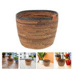 Woven Rattan Planter Basket Large Boho Rustic Floor Flower Pot Decorative Plant Container for Indoor Home Storage and Garden Organizer
