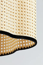 Gal - Mid Century Bohemian Pendant Light Fixture PVC Rattan Shade and Velvet Rim for Bed Dining, Kitchen, Living Room, Beige - color: Gal