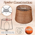 1 Pack Natural Rattan Spider Boho Lamp Shade Handwoven Indonesian Rattan, Large Wicker Woven Lampshade for Table & Floor, Boho Decor (13" Top × 16" Bottom × 11" Slant,Frustum Shape) - size: 13" Top × 16" Bottom × 11" Slant