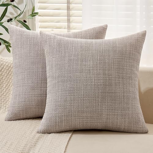 MIULEE Burlap Linen Throw Pillow Covers 20x20 Inch Set of 2 Khaki Decorative Pillows Modern Farmhouse Pillowcases Soft Accent Cushion Covers for Outdoor Couch Sofa Bedroom Livingroom Home Decor - color: Khaki, size: 20" x 20" (Pack of 2)