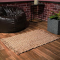 Hand Woven Chunky Jute Rug 2x3 Feet Natural, Farmhouse Accent Boho Accent Floor Throw Carpet Ideal for Bedroom, Kitchen, Living Room, Entryway | Reversible Small Neutral Fibre Patio Mat for Home Décor - size: 2'x3'