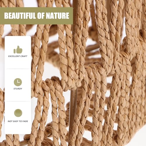Ciieeo Straw Rope Woven Lampshade Rustic Pendant Ceiling Light Cover Small 8.66X8.66X3.93In Lightweight Replacement for Cozy Indoor Lighting