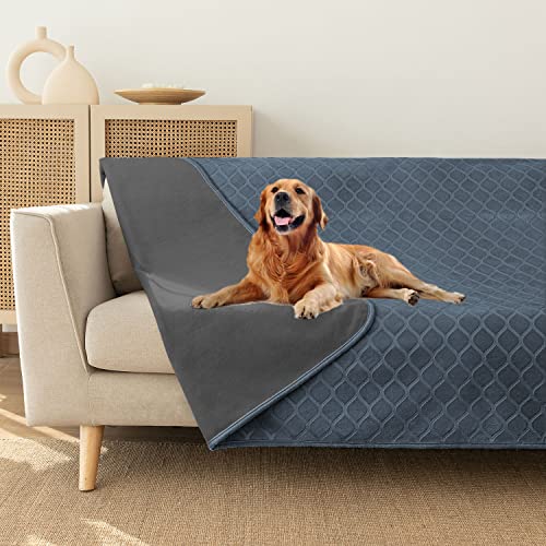 fuguitex Waterproof Dog Blanket Bed Cover Dog Crystal Velvet Moroccan Fuzzy Cozy Plush Pet Blanket Throw Blanket for Couch Sofa - color: Blue+grey, size: 52x82 Inch (Pack of 1)