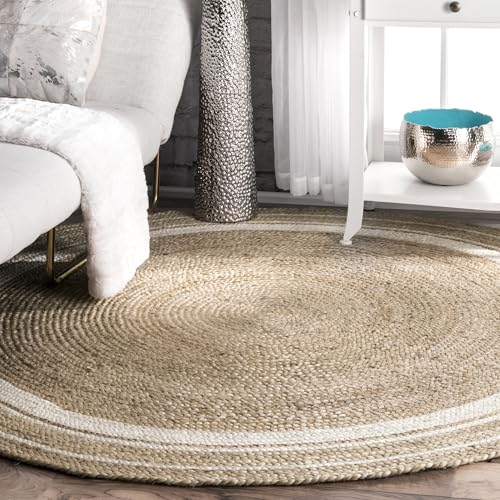 nuLOOM Rikki Coastal Braided Jute Area Rug, 4' Round, Off-white - color: Off White, size: 4' (Round)