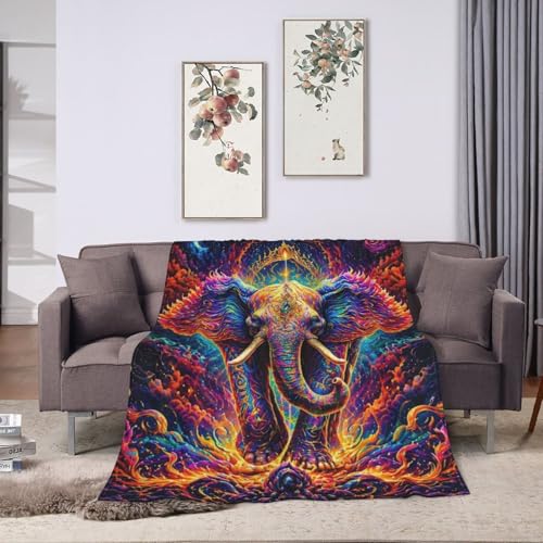 Elephant Blanket Gifts for Women Kids, Space Galaxy Flannel Blankets, Warm Cozy Soft Throw for Bedroom, Camping, Couch, Decor 40x50 in - color: Elephant, size: 40"x50"