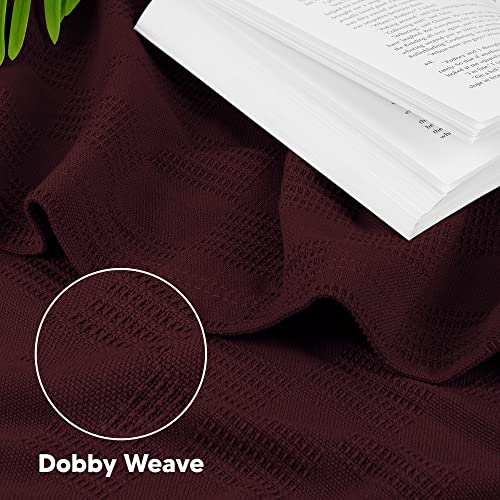 Utopia Bedding 100% Cotton Thermal Blanket Burgundy Queen Size Soft, Lightweight, Breathable, Cozy Spring and Summer Blankets for Bed, Home Room Decor Gifts for Women and Men (90x90 Inches) - color: Burgundy, size: Queen