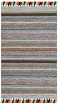 SAFAVIEH Montauk Collection Accent Rug - 3' x 5', Blue & Multi, Handmade Boho Stripe Fringe Cotton, Ideal for High Traffic Areas in Entryway, Living Room, Bedroom (MTK901C) - color: Blue/Multi, size: 3' x 5' (Rectangular)