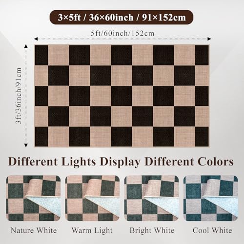 Checkered 3x5 No Shed Jute Rug: Machine Washable Non Slip Rugs for Entryway Front Porch Kitchen - Door Mat Area Rug Farmhouse Neutral Non Shedding - Carpet for Bedroom Living Room (Black,3x5) - color: Black, size: 3' x 5' (Rectangular)