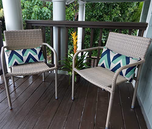 Indoor/Outdoor Polyester Fabric Lumbar Pillow Cover, All-Weather Waterproof Rectangular Cushion Case for Patio Furniture, 12 x 18 Set of 2 - Abstracts-41 - color: Royal Blue, size: 18" x 12" (Pack of 2)