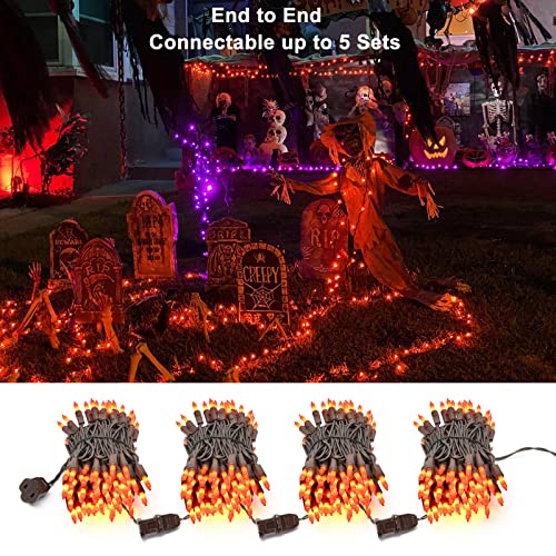 ODEETRONIC Orange Halloween Lights, 21.63ft 100 Count Orange Incandescent Lights Connectable, Plugin Outdoor Tree Light, Mini Indoor String Light for Room Party Haunted House Decor, Brown Wire - color: Orange-Brown Wire, size: 100 Count Incandescent