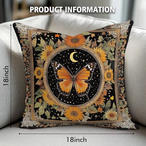 William Morris Abstract Vintage Butterfly Design Throw Pillow Cover Home Decor, Art Decor Pillowcase Cushion Cover for Bed Sofa Living Room, Indoor and Outdoor 18x18inch (Orange-Butterfly) - color: Orange-butterfly