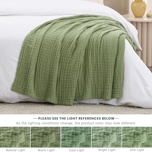 Love's cabin 100% Cotton Muslin Blanket, 6 Layer Lightweight Breathable Gauze Throw Blanket 50 x 60 Inches, Soft All Season Blanket for Couch, Bed, Sofa, Sage Green - color: Sage Green, size: Throw(50"x60")