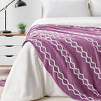 BOURINA Fluffy Chenille Knitted Fringe Throw Blanket Lightweight Soft Cozy for Bed Sofa Chair Throw Blankets Deep Purple 50" x 60" - color: A-purple, size: 50"×60"