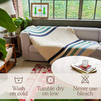 Blue Ridge Striped Afghan Throw Blanket | Thick & Cozy | Cotton USA Made (73x48) - color: Blue Ridge