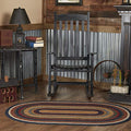 VHC Brands Stratton Primitive Jute Blue Striped Accent Rug Oval Decor w/Floor Pad 36"x60" - size: 36x60