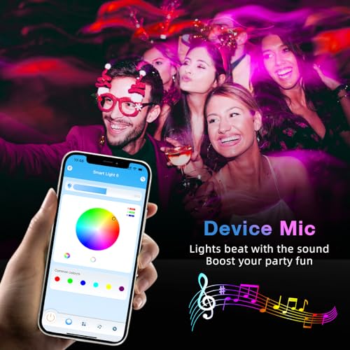 TJOY 50ft Bluetooth LED Strip Lights, Music Sync 5050 LED Light Strip RGB Color Changing LED Lights Strip with Phone Remote, LED Lights for Bedroom Kitchen TV Party TIKTOK DIY (APP+Remote +Mic) - size: 50 ft