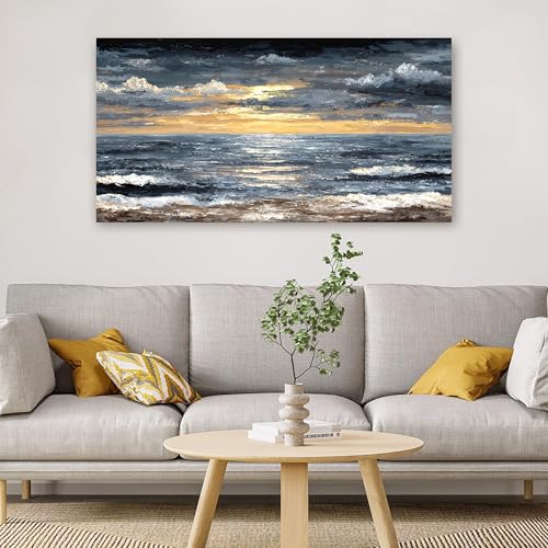 Canvas Wall Art Decor Wall Art Pictures for Living Room Abstract Coastal Wall Art Prints Modern Landscape Wall Art Decorations Abstract Canvas Art Wall Decor Bedroom Office Decor 20" X 40" - color: JYR-01R, size: 40"L x 20"W