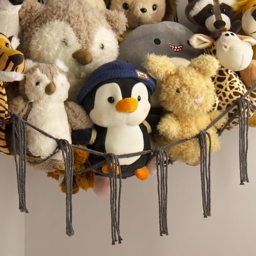 mirolam Stuffed Animals Hammock Net Corner-Hanging Stuff Animal Toy Storage Organizer for Plush Plushie Room Bedroom Nursery Decor Toy Storage Organization - color: Grey, size: Standard(41.5"L x 55.2"W x 41.5"H)