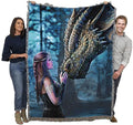 Pure Country Weavers Once Upon a Time Dragon Woven Blanket by Anne Stokes - Fantasy Gift Cotton Tapestry Throw - Made in The USA - 72" x 54" - color: Once Upon, size: 72" x 54"
