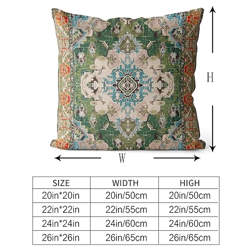 Snycler Boho Throw Pillow Covers 24x24 inch Set of 2 Boho Rug Carpet Double Sided Pattern Cotton Soft Pillow Case Cushion Cover Pillowcase for Couch Sofa Bed Decorative (Green) - color: Boho-3, size: 24" x 24" (Pack of 2)