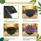 Riare 8 Pack 14 Inch Round Fabric Planter Basket Liner- Hanging Basket Liners Replacement Coco Fiber Liner Alternative for Hanging Basket Flowers (Prevent Birds from Nesting) - size: 14inch