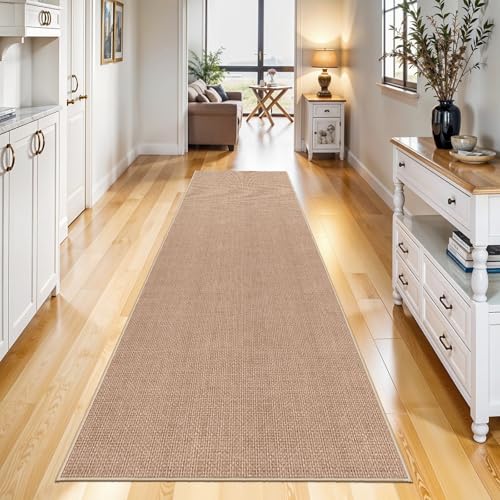 Jute 2x8 Runner Rug for Hallway: Washable Faux Jute Runners Indoor Farmhouse Style - Carpet Non-Slip Backing - Non Slip Narrow Floor Runners for Entryway Kitchen Living Room (Beige,2x8) - color: Beige, size: 2' x 8' (Rectangular)
