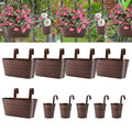 HowRU Metal Iron Flower Pots for Railing Fence Hanging Bucket Pots(5 Pcs) and Hanging Flower Pots Metal Iron Bucket Planter(10 Pcs) (Bronze) - color: Bronze