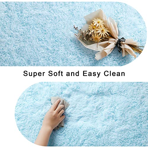 Kelarea Area Rug for Living Room, 3x5 Non-Slip Light Blue Rug Fluffy Soft Shag Rugs, Fuzzy Shaggy Plush Carpet for Bedroom, Nursery Rooms, Home Dorm - color: Baby Blue, size: 3 x 5 feet