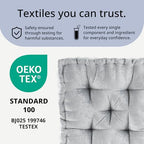Intelligent Design Floor Pillow - Shredded Foam Filled Meditation & Yoga Cushion, Chenille Tufted, Handsewn Scalloped Edge, OEKO-TEX Certified, Azza, 20" x 20" x 5" Grey - color: Grey