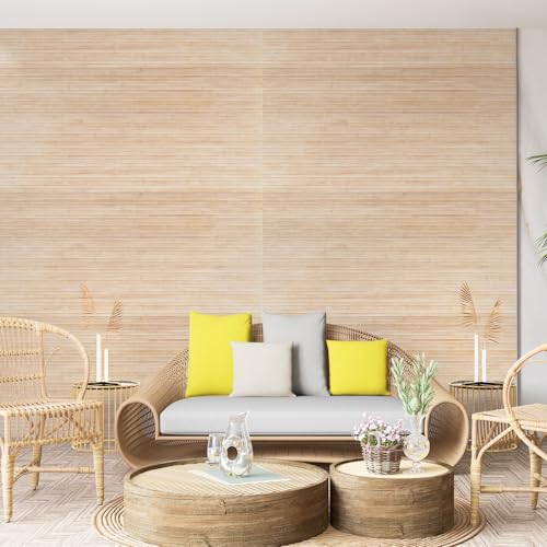 Art3d 48 x 96 Inch Natural Bamboo Wall Panel for Interior Wall Decor, Flexible Pole Wrap Wainscoting Wall Cladding Paneling for Living Room, Bedroom, Office, Kitchen Island, 2-Pack, Light-carbonized - color: Light-carbonized, size: 2-48" x 96"
